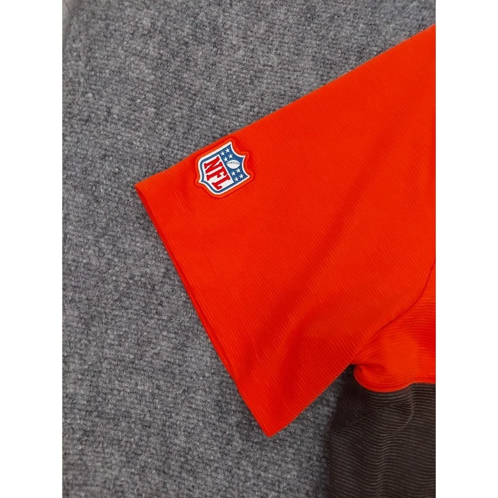 Cleveland Browns Nike Polo Shirt Mens XL Orange Brown Color Block Short‎ Sleeve